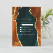 Invitation RSVP turquoise, Burning Orange & Gold A (Debout devant)