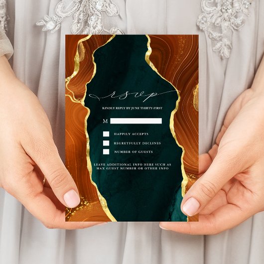 Invitation RSVP turquoise, Burning Orange & Gold A