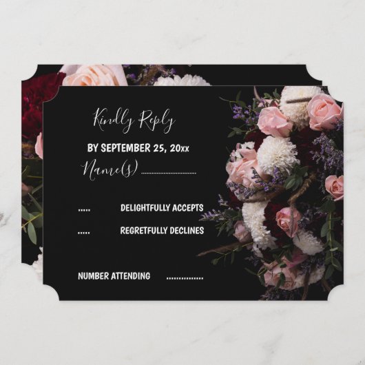 Invitation RSVP vintage foncé (Devant / Derrière)