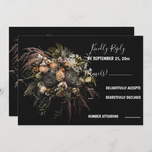 Invitation RSVP vintage foncé (Devant / Derrière)