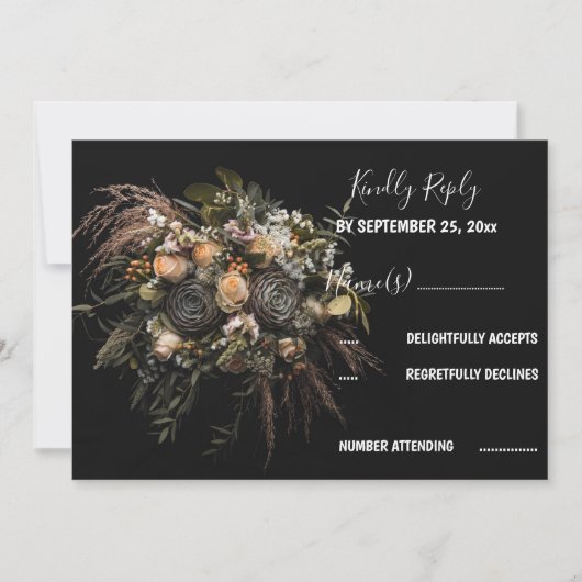 Invitation RSVP vintage foncé (Devant)
