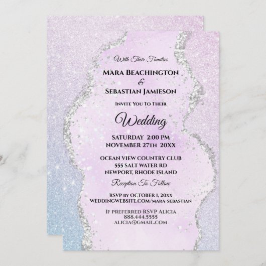 Invitation *~* RSVP Website Abstrait Pastel AR13 Mariage (Devant / Derrière)