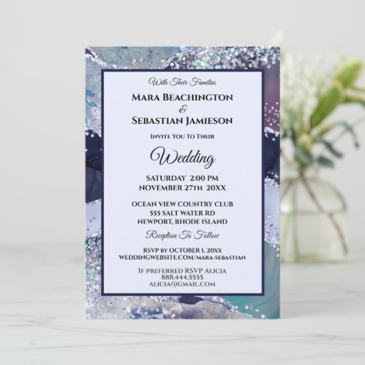 Invitation *~* RSVP Website AGATE Stars AR13 MARINE Mariage (Debout devant)
