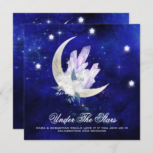 Invitation *~* RSVP Website CRYSTAL MOON STARS AR14 Mariage (Devant / Derrière)