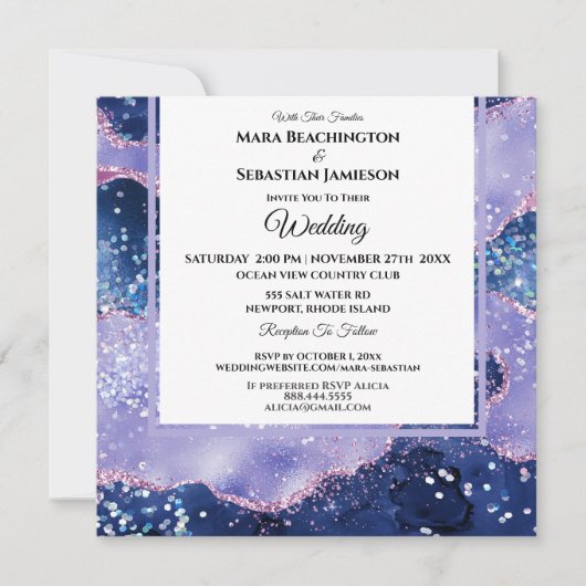 Invitation *~* RSVP Website Lavender AGATE AR13 Stars Mariage (Devant)