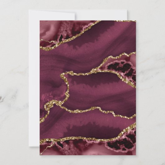 Invitation *~* RSVP Website Maroon AGATE Gold AR13 Mariage (Dos)