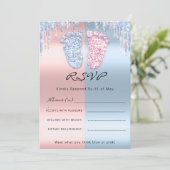 Invitation RSVPGender Révéler pieds Parties scintillant rose  (Debout devant)