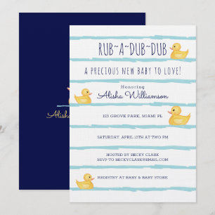 Invitation Rub-A-Dub-Dub Cute Jaune Caoutchouc Baby shower