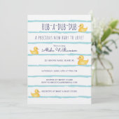 Invitation Rub-A-Dub-Dub Cute Jaune Caoutchouc Baby shower (Debout devant)