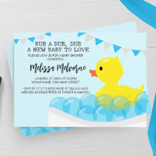 Invitation Rub A Dub Dub Dub, Caoutchouc Baby shower