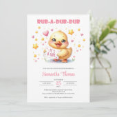 Invitation Rub a dub dub fille canard bébé (Debout devant)