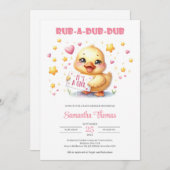 Invitation Rub a dub dub fille canard bébé (Devant / Derrière)