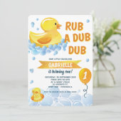 Invitation Rub a Dub Rubber Duck Anniversaire fête (Debout devant)