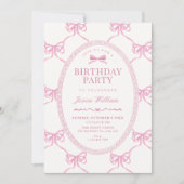 Invitation Ruban à arc rose anniversaire (Devant)