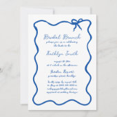 Invitation Ruban à main levée Whimsical Blue Bridal Brunch (Devant)