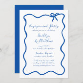 Invitation Ruban à main tiré Français Blue Engagement Party