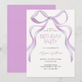Invitation Ruban à nœud d'anniversaire (Devant / Derrière)