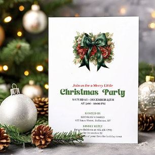 Invitation Ruban à nœud de Noël vintage minimaliste rassemblé