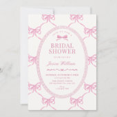 Invitation Ruban à nœud rose douche de mariée (Devant)