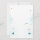 Invitation Ruban à nœud rose étoiles cœurs Baby Shower (Dos)