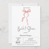 Invitation Ruban à nœud rose points Bridal Shower (Devant)