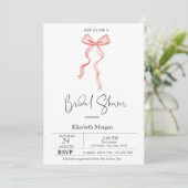 Invitation Ruban à nœud rose points Bridal Shower (Debout devant)