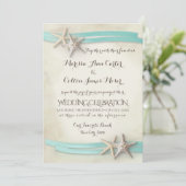 Invitation Ruban Aqua Sable et Starfish (Debout devant)