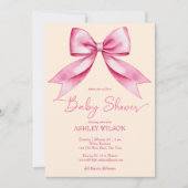 Invitation Ruban arc rose baby shower mignon élégant (Devant)
