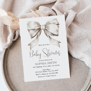 Invitation Ruban blanc Baby shower Vintage
