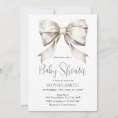 Invitation Ruban blanc Baby shower Vintage (Devant)