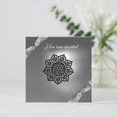 Invitation ruban blanc champagne MAGIC EVENT (Debout devant)