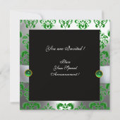 Invitation RUBAN BLANC & DAMAS NOIR MONOGRAMME Or (Dos)