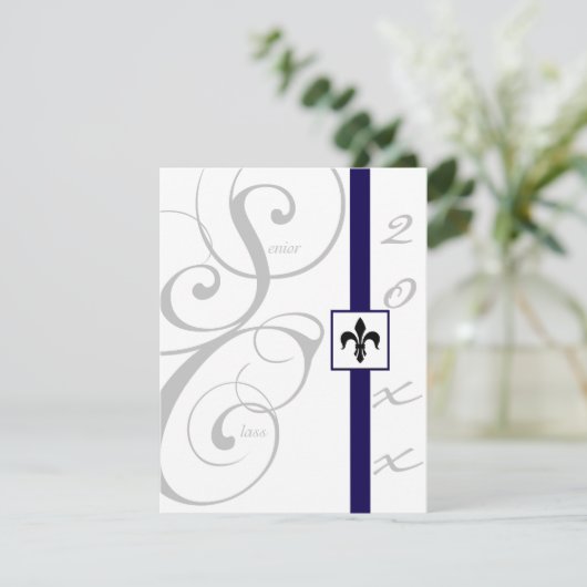 Invitation Ruban blanc et bleu (Debout devant)