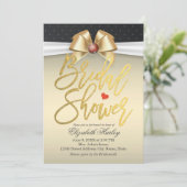 Invitation Ruban blanc et or avec Fête des mariées diamant ro (Debout devant)