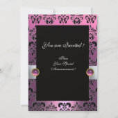 INVITATION RUBAN BLANC LILAS ROSE   DAMAS NOIR MONOGRAMME (Dos)