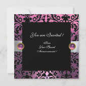 INVITATION RUBAN BLANC LILAS ROSE NOIR MONOGRAMME DAMAS (Dos)