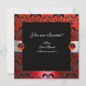 Invitation RUBAN BLANC ROUGE NOIR  DAMAS MONOGRAMME Rubis (Dos)