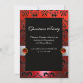 Invitation RUBAN BLANC ROUGE NOIR DAMASK FÊTE DE NOËL Ruby (Dos)