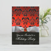 Invitation RUBAN BLANC ROUGE NOIR DAMASK FÊTE DE NOËL Ruby (Debout devant)