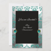 INVITATION RUBAN BLANC VERT BLEU MONOGRAMME EN DAMAS NOIR (Dos)