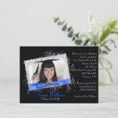 Invitation Ruban bleu avec Parties scintillant Graduation Inv (Debout devant)