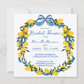 Invitation Ruban bleu citron douche italienne (Devant)