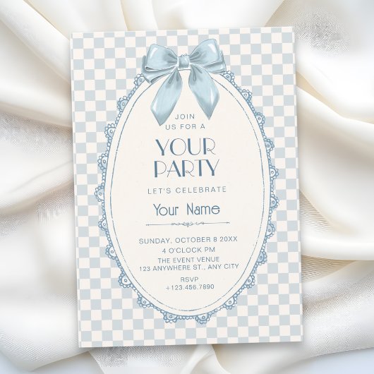 Invitation Ruban bleu classique