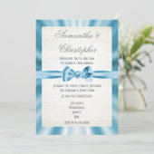 Invitation Ruban bleu pâle simple mariage (Debout devant)