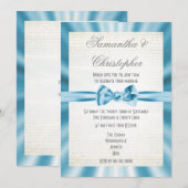 Invitation Ruban bleu pâle simple mariage (Devant / Derrière)