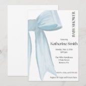 Invitation Ruban Bleu pour Garçon (Devant / Derrière)