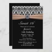 Invitation Ruban classique & Damask Diamond Sweet 16 (Devant / Derrière)