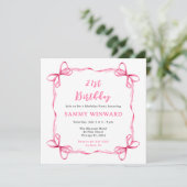Invitation Ruban Coquette Rose Fête d'Anniversaire (Debout devant)