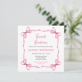 Invitation Ruban Coquette Rose Sweet Seize Ans (Debout devant)