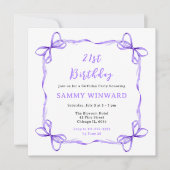 Invitation Ruban Coquette Violet Fête d'Anniversaire (Devant)